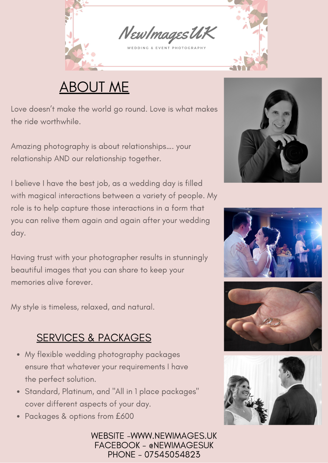Image of About Us Flyer for Wedding Photography